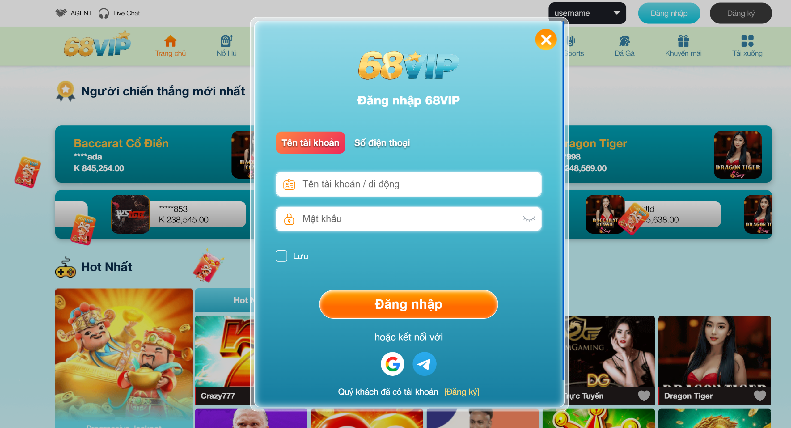 Đăng nhập 68vip